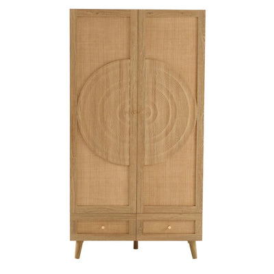 Light Wood Rattan 2 Door Wardrobe | Furnitell furnitell