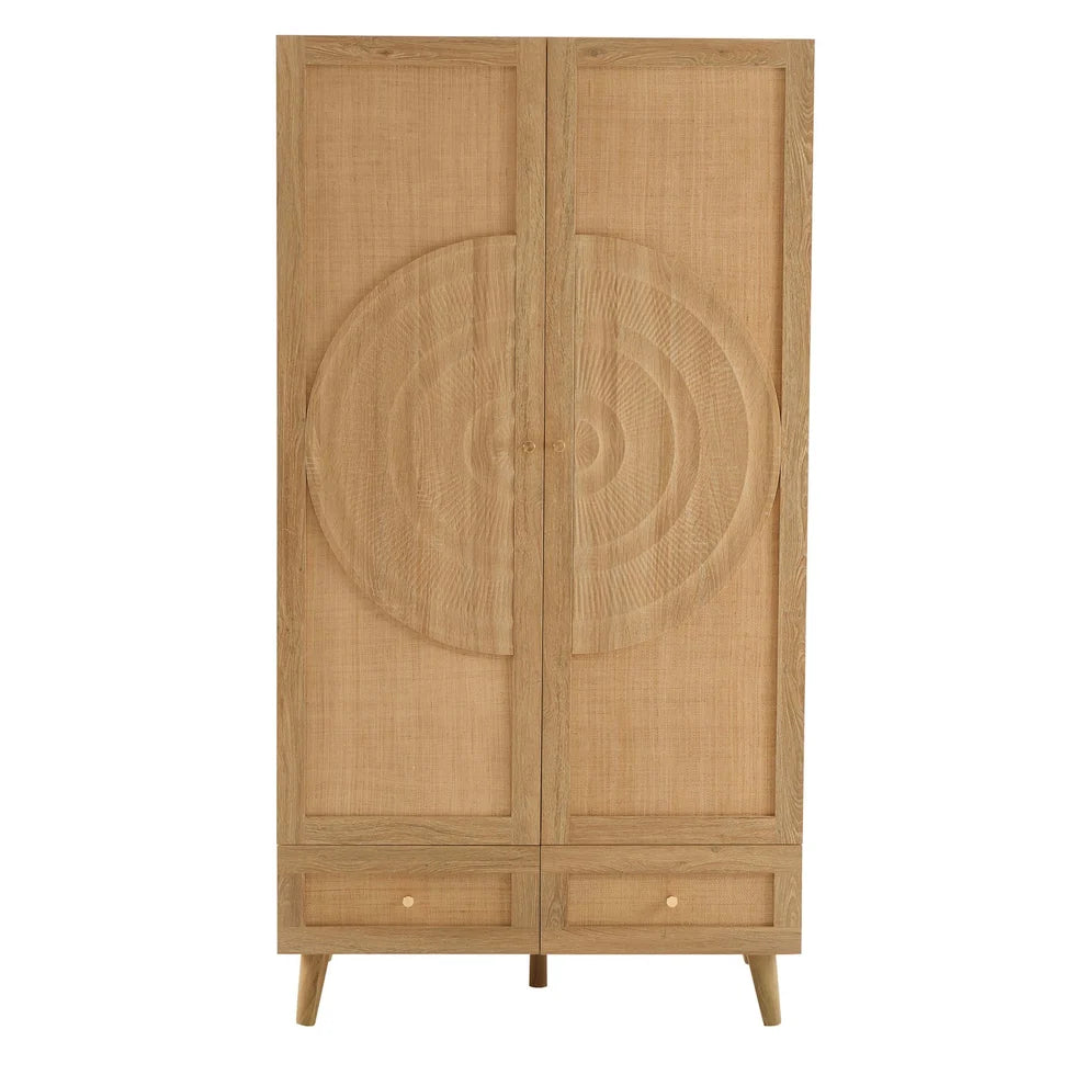 Light Wood Rattan 2 Door Wardrobe | Furnitell furnitell