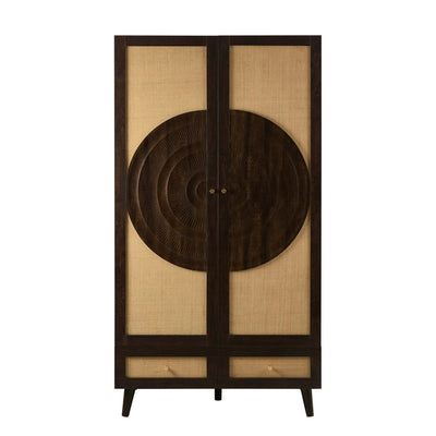 Walnut Rattan 2 Door Wardrobe | Furnitell Furnitell
