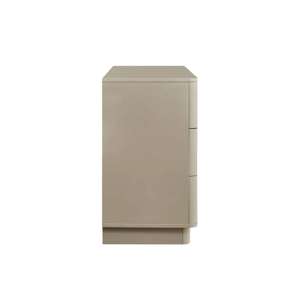 Taupe 6 Drawer Chest with Modern Design & Rounded Edges Furnitell