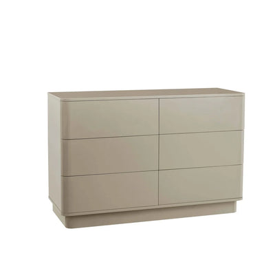 Taupe 6 Drawer Chest with Modern Design & Rounded Edges Furnitell