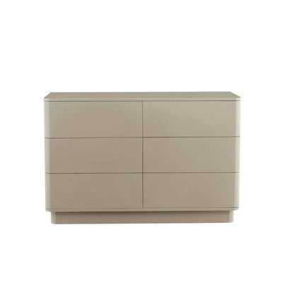 Taupe 6 Drawer Chest with Modern Design & Rounded Edges Furnitell