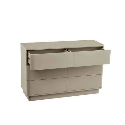 Taupe 6 Drawer Chest with Modern Design & Rounded Edges Furnitell