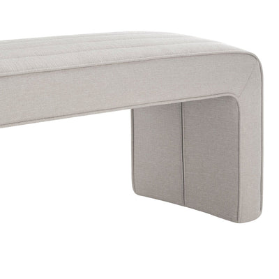 Stone Grey Upholstered Panelled Bench furnitell