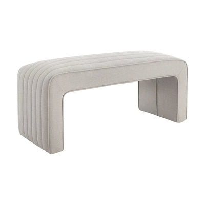 Stone Grey Upholstered Panelled Bench furnitell