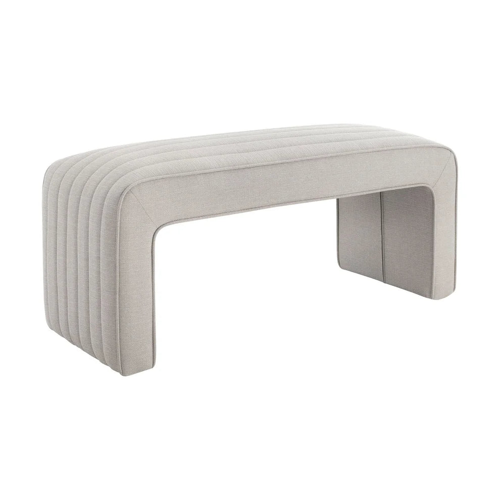 Stone Grey Upholstered Panelled Bench furnitell