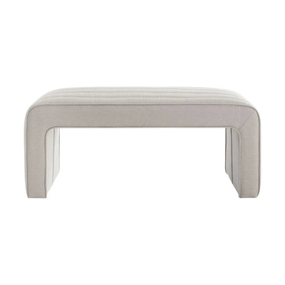 Stone Grey Upholstered Panelled Bench furnitell