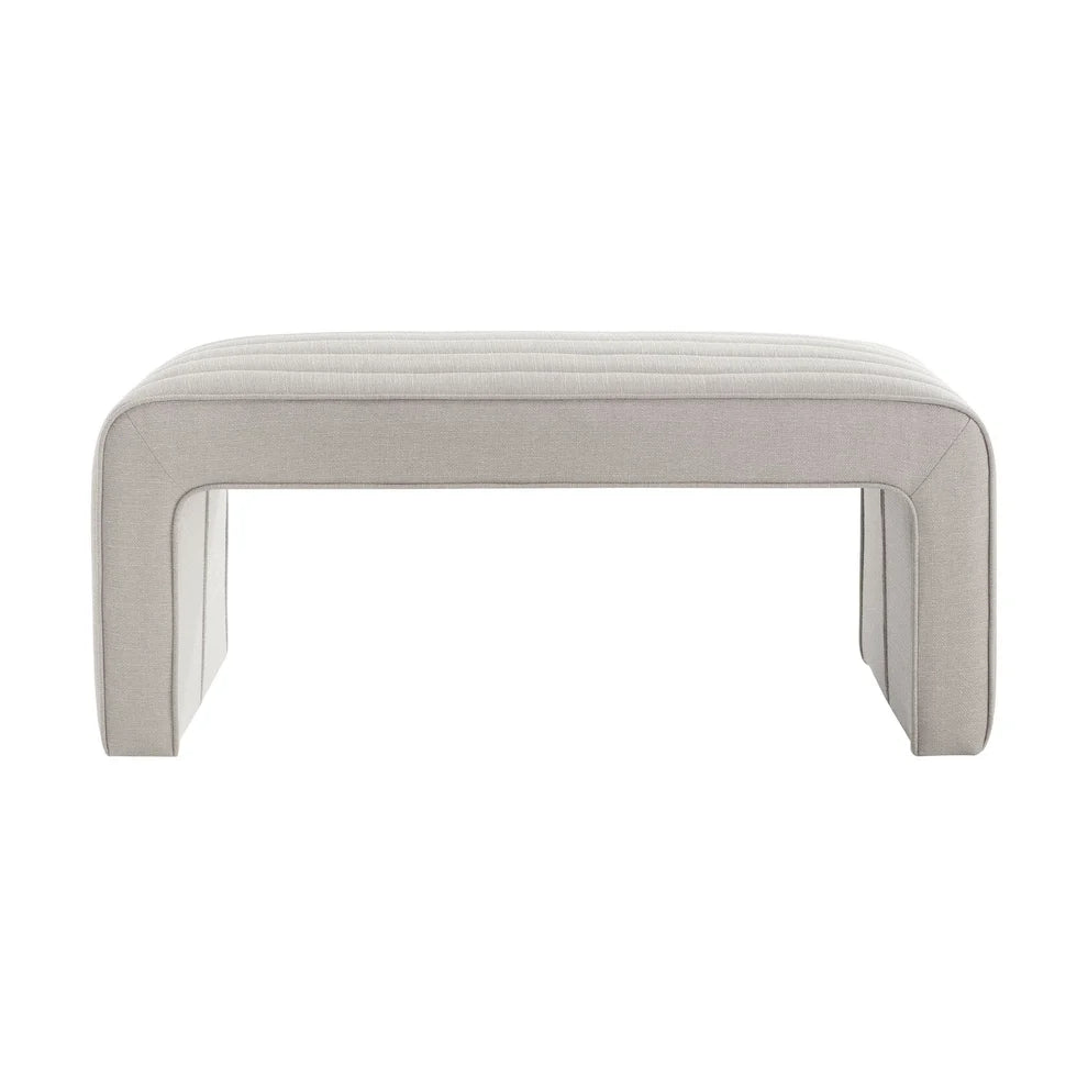 Stone Grey Upholstered Panelled Bench furnitell