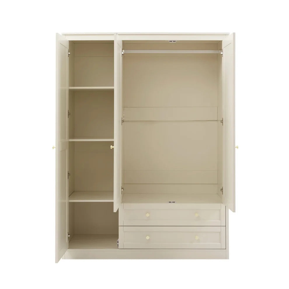 Cream 3 Door Wardrobe with Drawers | Furnitell furnitell