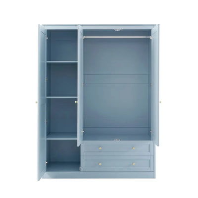 Sky Blue 3 Door Wardrobe with Drawers | Furnitell furnitell