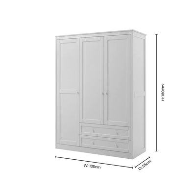 Sky Blue 3 Door Wardrobe with Drawers | Furnitell furnitell