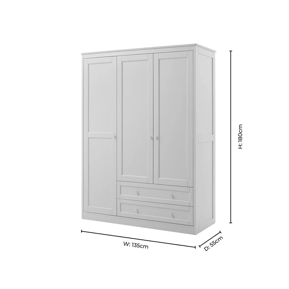Sky Blue 3 Door Wardrobe with Drawers | Furnitell furnitell