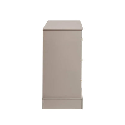 Taupe 6 Drawer Chest with Gold Knobs Furnitell