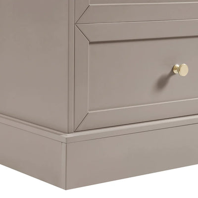 Taupe 6 Drawer Chest with Gold Knobs Furnitell