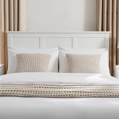 White Wooden Bed Frame with Panel Headboard furnitell