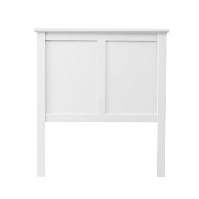 White Wooden Bed Frame with Panel Headboard furnitell