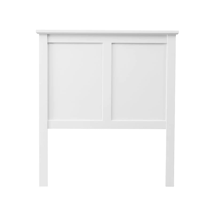 White Wooden Bed Frame with Panel Headboard furnitell