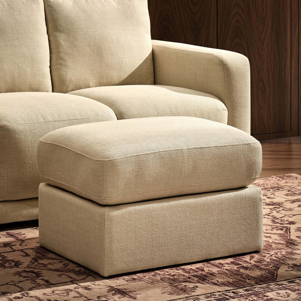 Beige Fabric Pouffe Ottoman | Furnitell Furnitell