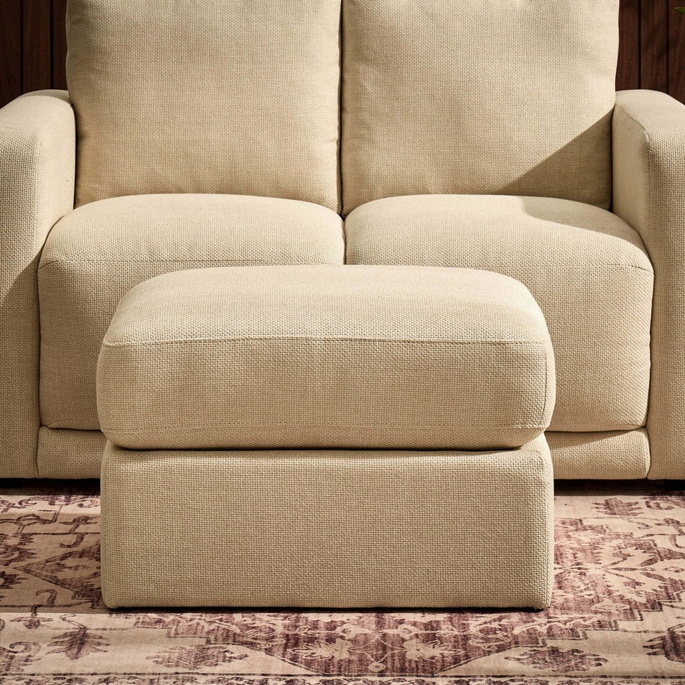 Beige Fabric Pouffe Ottoman | Furnitell Furnitell