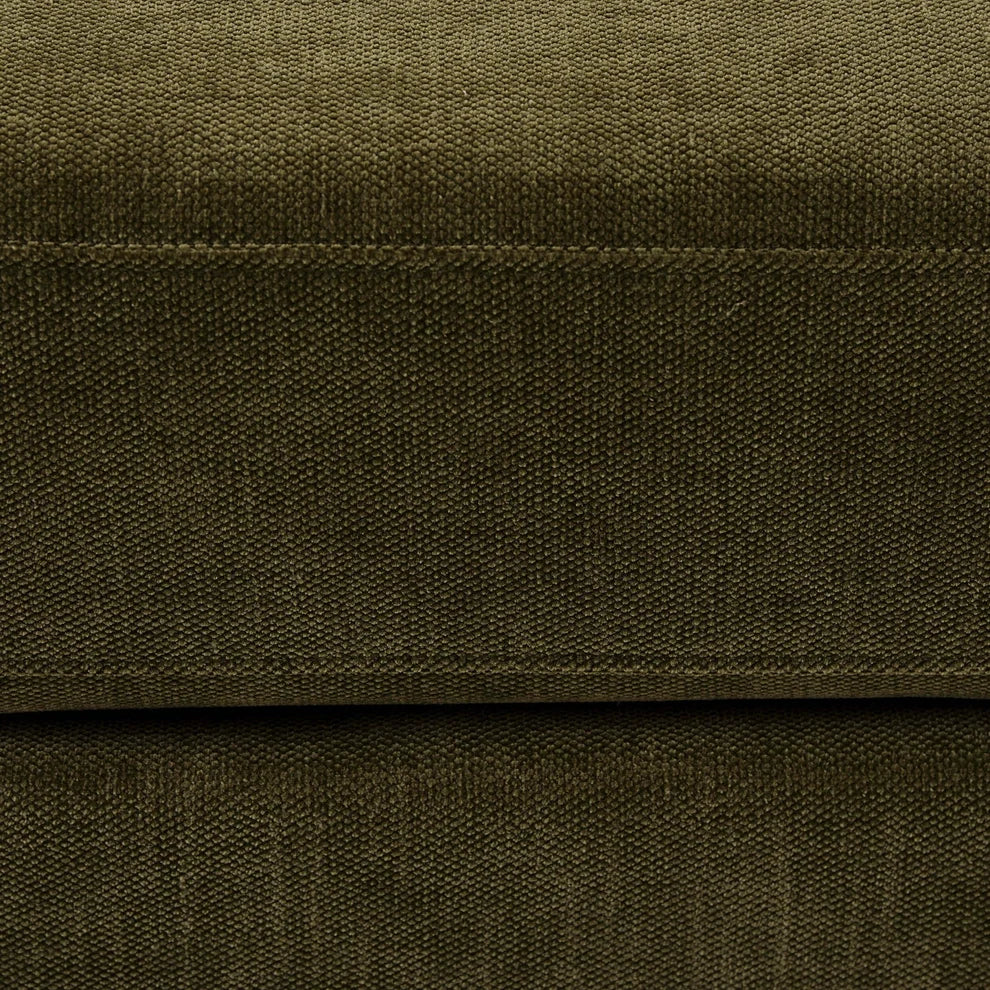 Olive Green Chenille Pouffe Ottoman | Furnitell furnitell