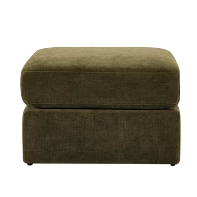 Olive Green Chenille Pouffe Ottoman | Furnitell furnitell
