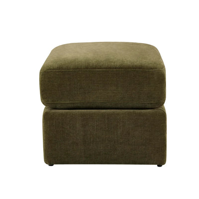 Olive Green Chenille Pouffe Ottoman | Furnitell furnitell