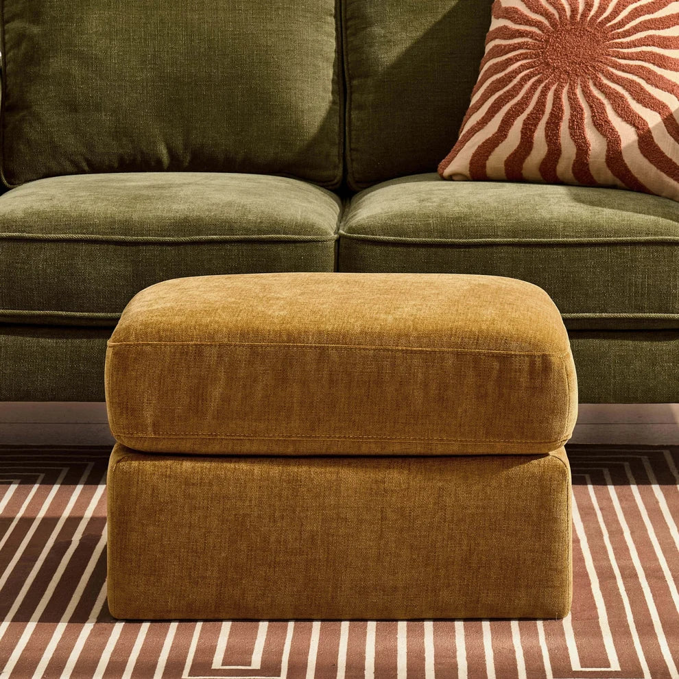 Golden Haze Chenille Pouffe Ottoman | Furnitell Furnitell