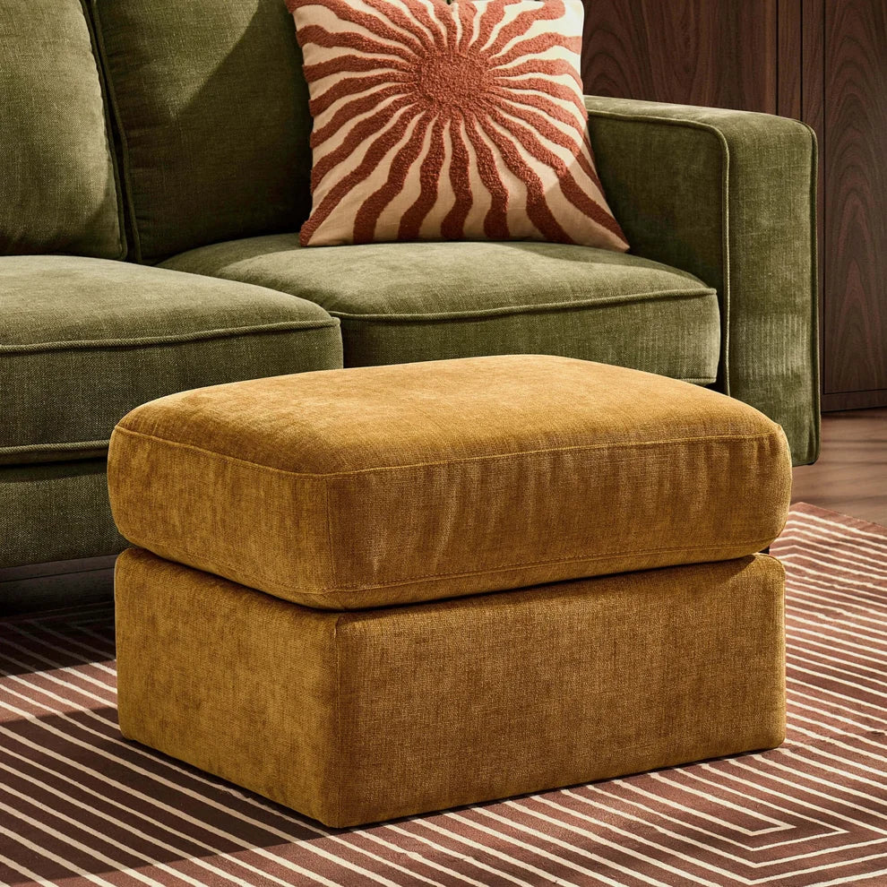 Golden Haze Chenille Pouffe Ottoman | Furnitell Furnitell