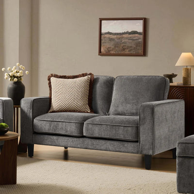 Grey 2 Seater Sofa with Cushioned Seats & Wide Arms Furnitell