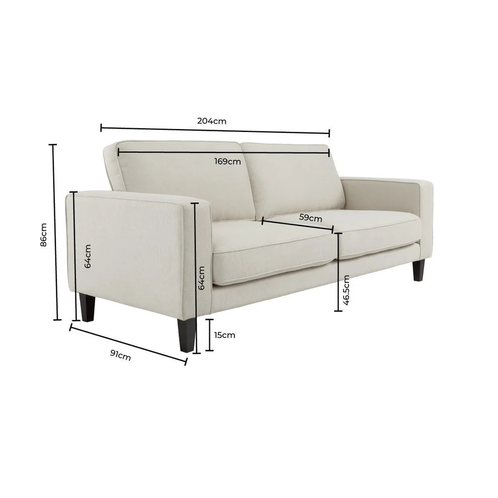 Ivory Bouclé 3 Seater Sofa | Onija furnitell