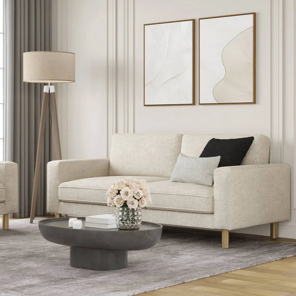 Ivory Bouclé 3 Seater Sofa | Onija furnitell