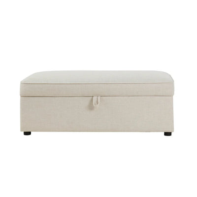 Beige Upholstered Storage Ottoman Bench furnitell