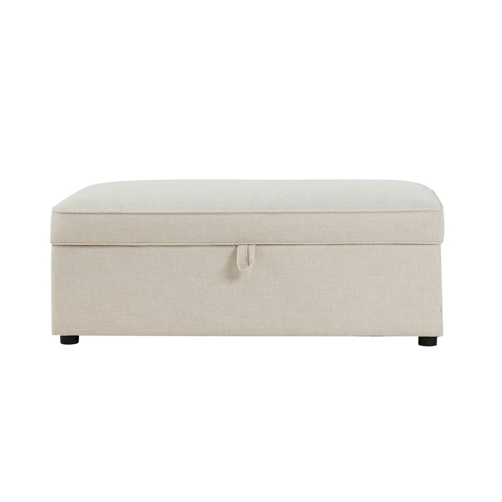 Beige Upholstered Storage Ottoman Bench furnitell