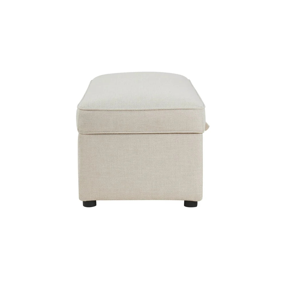Beige Upholstered Storage Ottoman Bench furnitell