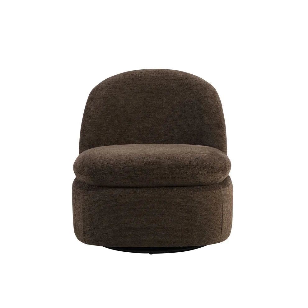 Cappuccino Brown Accent Chair with Textured Upholstery & Curved Back furnitell
