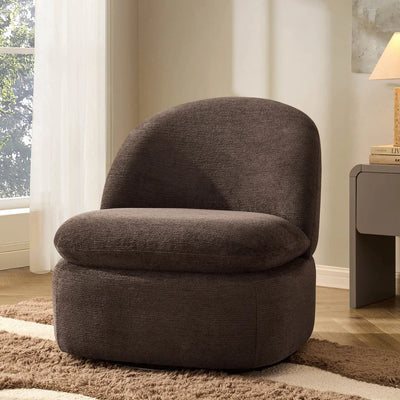 Cappuccino Brown Accent Chair with Textured Upholstery & Curved Back furnitell